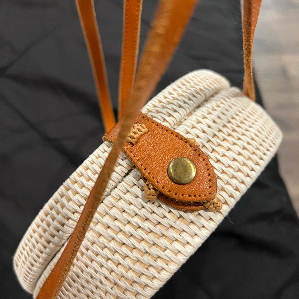 Straw Studios Woven Crossbody Bag with Tan Leather